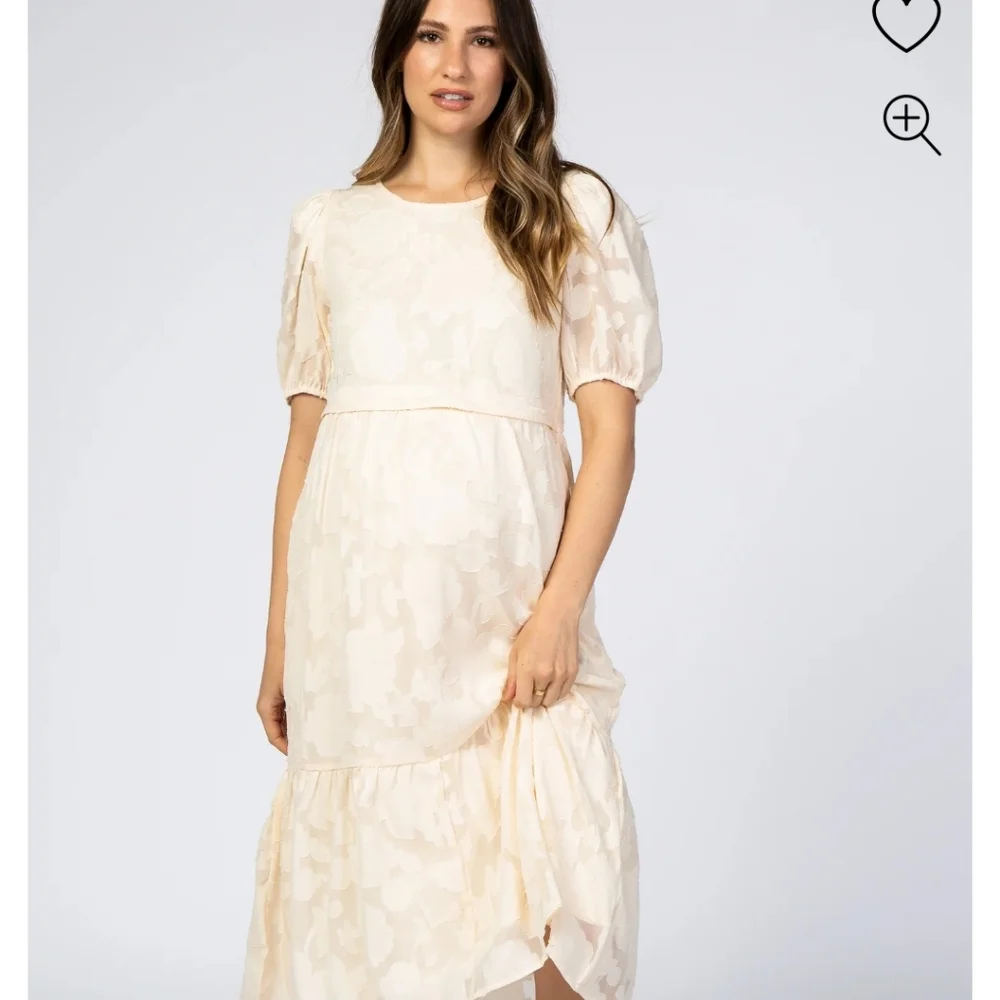 NWT Cream Flocked Floral Maternity Nursing Dress Size 1XL - Picture 1 of 9